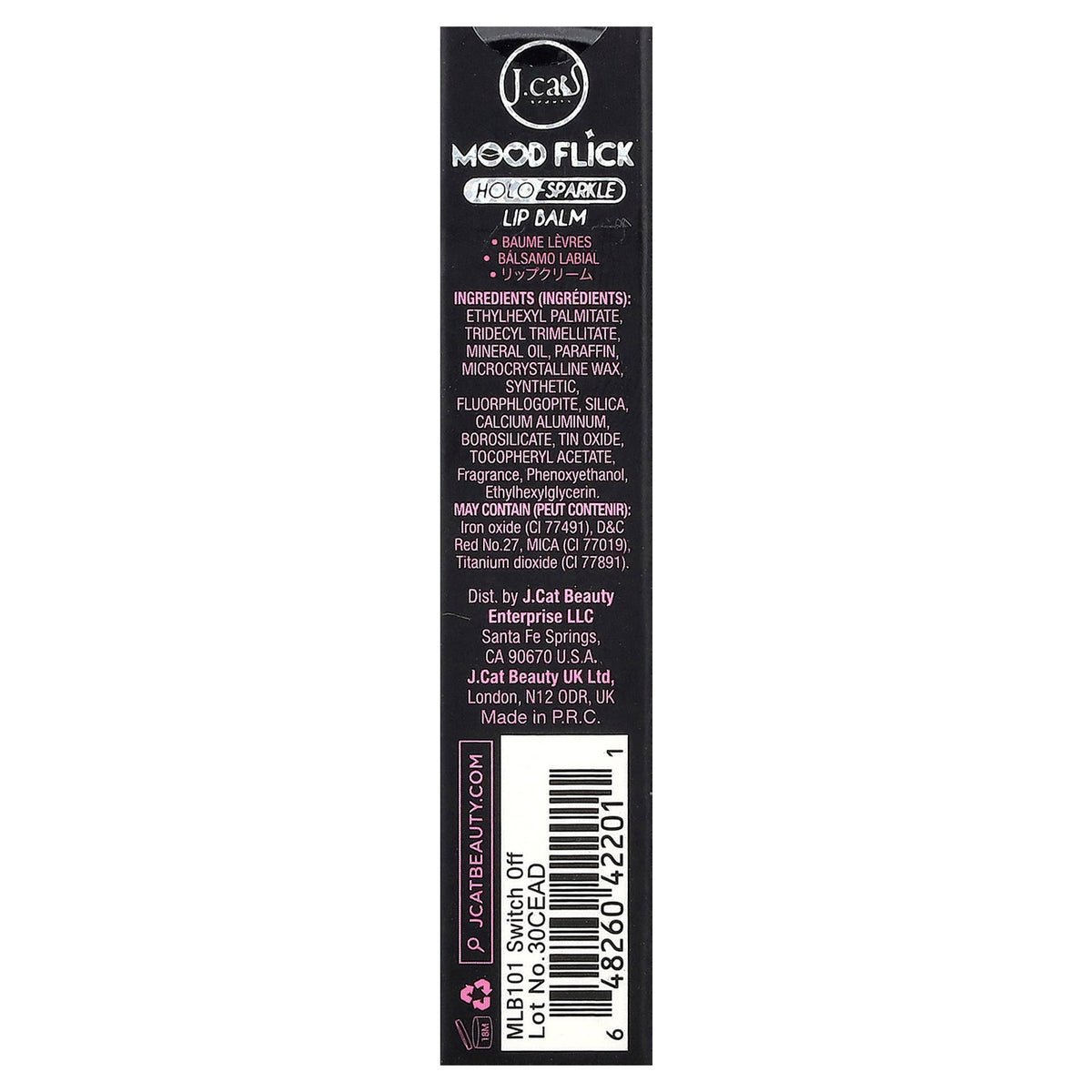 J.Cat Beauty, Mood Flick, Holo-Sparkle Lip Balm, MLB101 Switch Off, 0.07 oz (2 g)