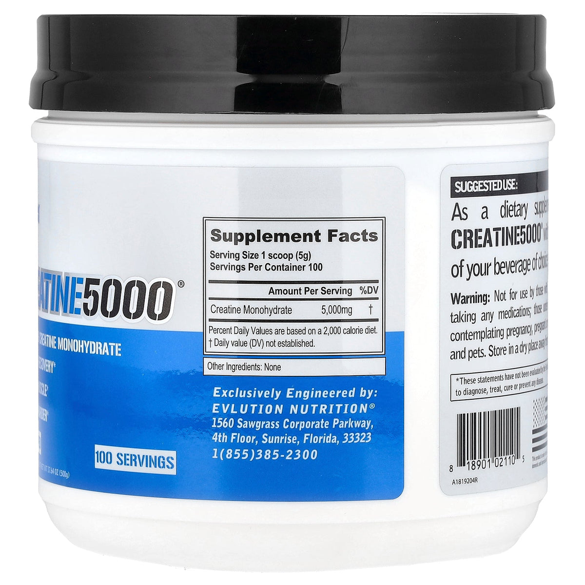 EVLution Nutrition, Creatine5000®, Unflavored, 17.64 oz (500 g)