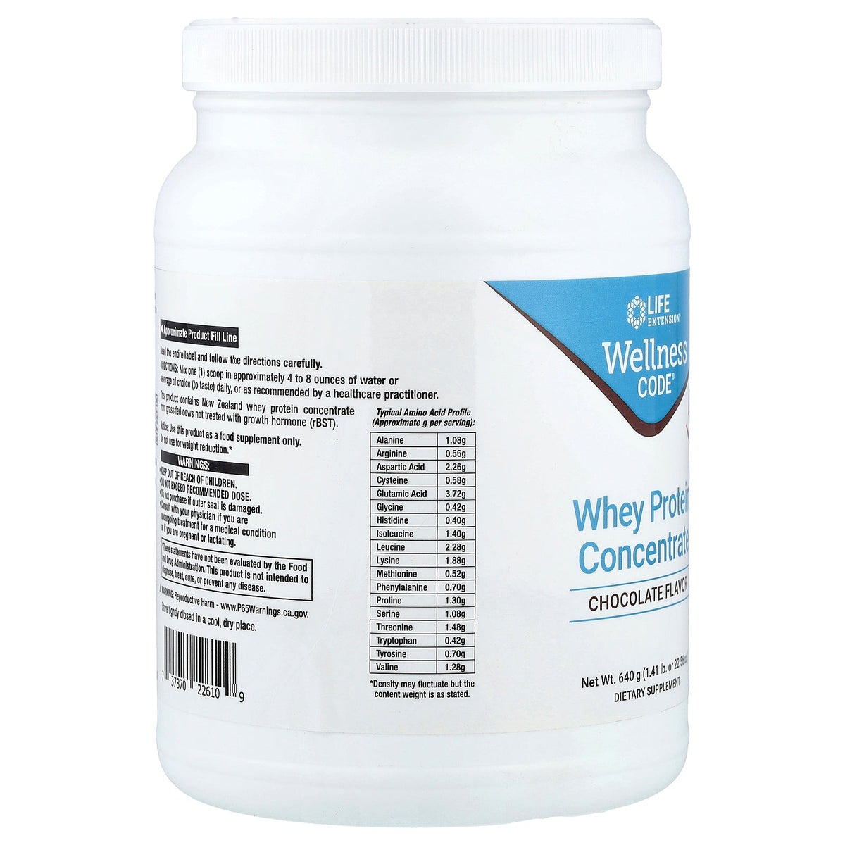 Life Extension, Wellness Code®, Whey Protein Concentrate, Chocolate, 1.41 lb (640 g)