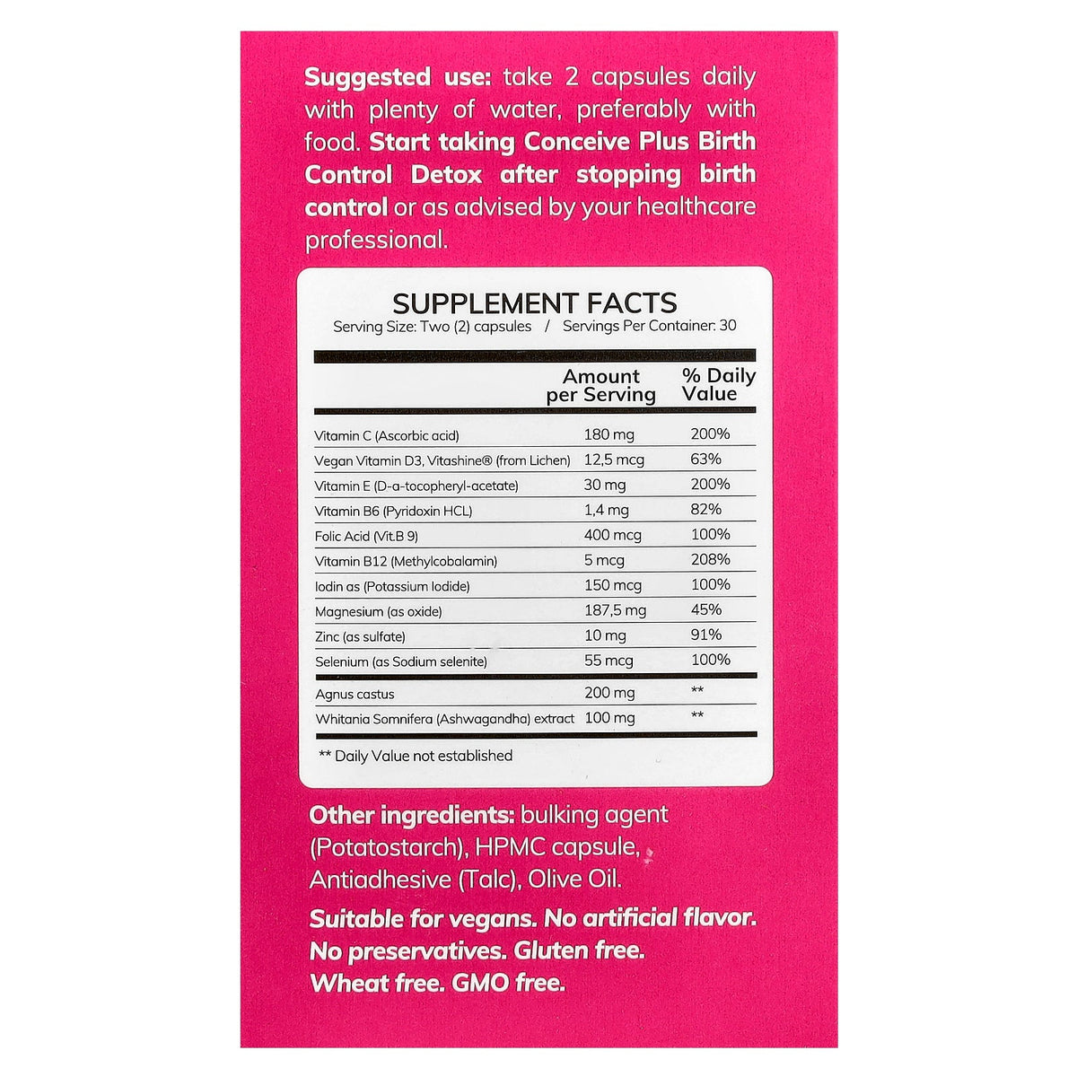 Conceive Plus, Women's Birth Control Detox, 60 Vegan Capsules