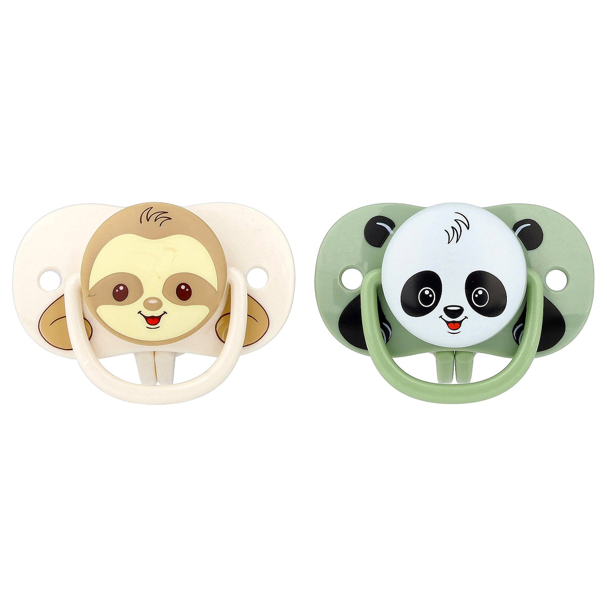 RaZbaby, Keep-It-Kleen Pacifier, 0-36m, Sloth & Panda, 2 Pacifiers