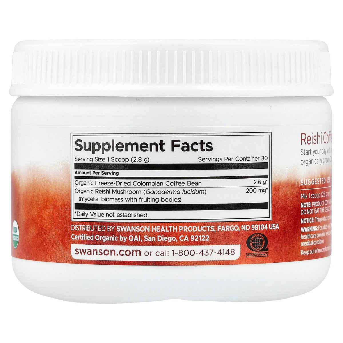 Swanson Vitamins, Organic Reishi Coffee, Colombian, 3 oz (84 g)