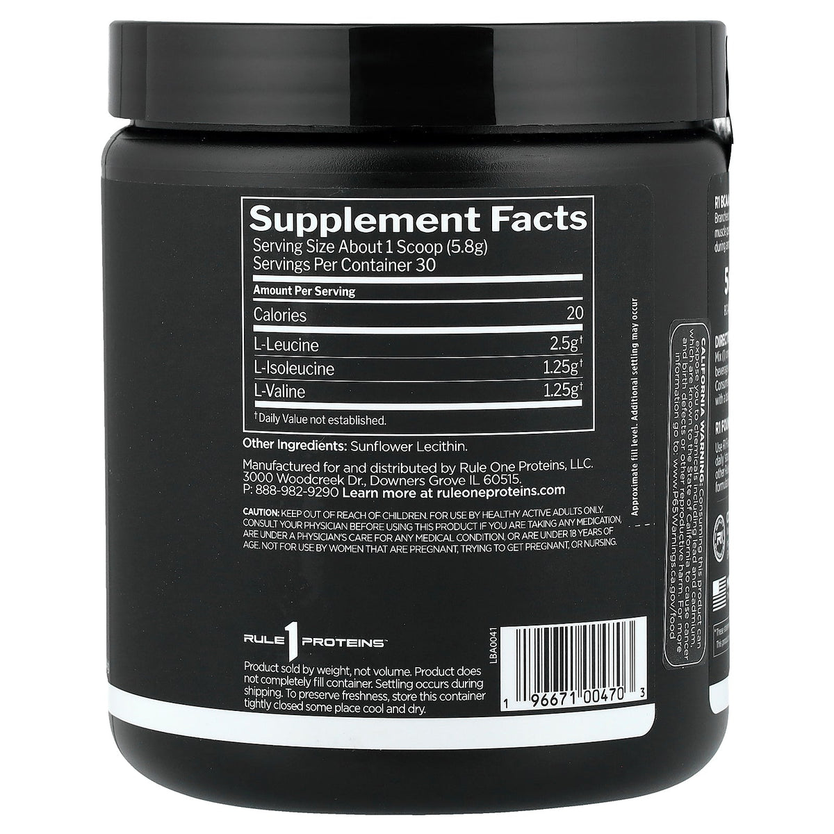 Rule One Proteins, BCAA, Unflavored , 6.14 oz (174 g)