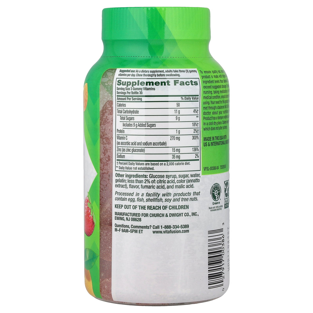 VitaFusion, Power Zinc™ Plus Vitamin C Gummies, Strawberry Tangerine, 90 Gummies
