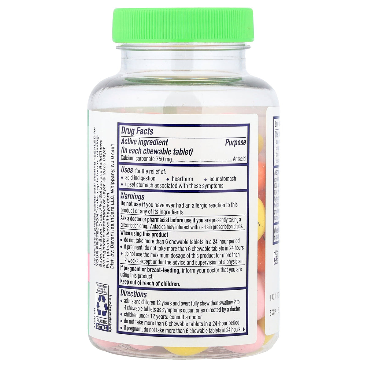 Alka-Seltzer, Heartburn Reliefchews®, Assorted Fruit, 66 Chewable Tablets (750 mg per Tablet)