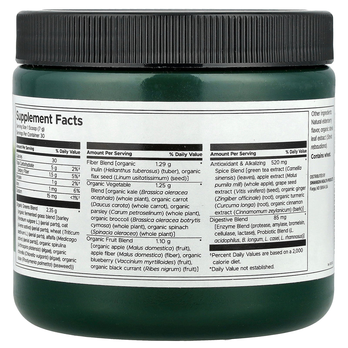 Swanson Vitamins, Fermented Alkalizing Greens Drink Mix with Probiotics, 7.4 oz (210 g)