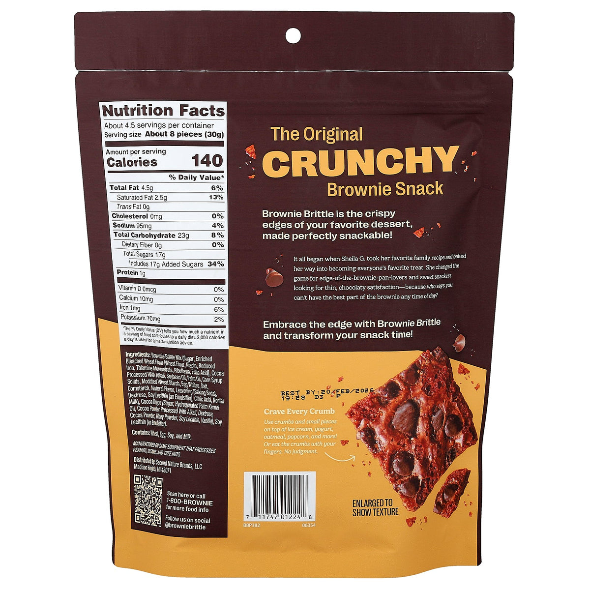 Sheila G's, Brownie Brittle®, Chocolate Chip, 5 oz (142 g)