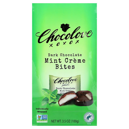 Chocolove, Dark Chocolate Bites, Mint Creme, 55% Cocoa, 3.5 oz (100 g)