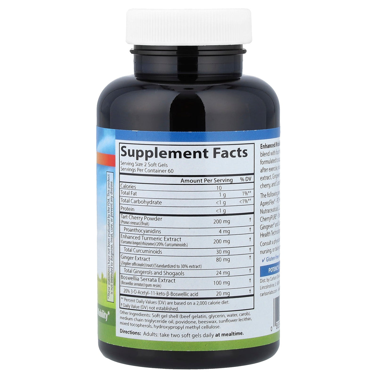 Carlson, Enhanced Mobility® With Boswellia, Ginger, Tart Cherry & Curcumin, 120 Soft Gels