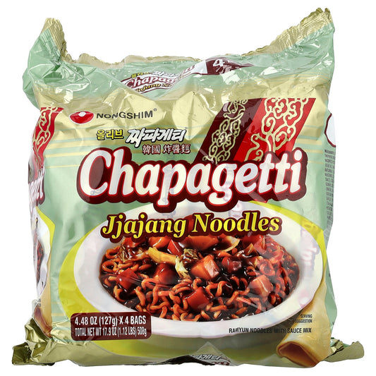 Nongshim, Chapagetti, Jjajang Noodles, 4 Bags, 4.48 oz (127 g) Each