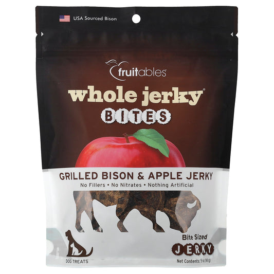 Fruitables, Whole Jerky® Bites, Dog Treats, Grilled Bison & Apple, 5 oz (141 g)