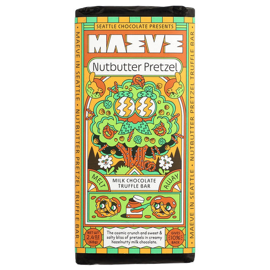 Maeve Chocolate, Milk Chocolate Truffle Bar, Nutbutter Pretzel, 2.4 oz (68 g)
