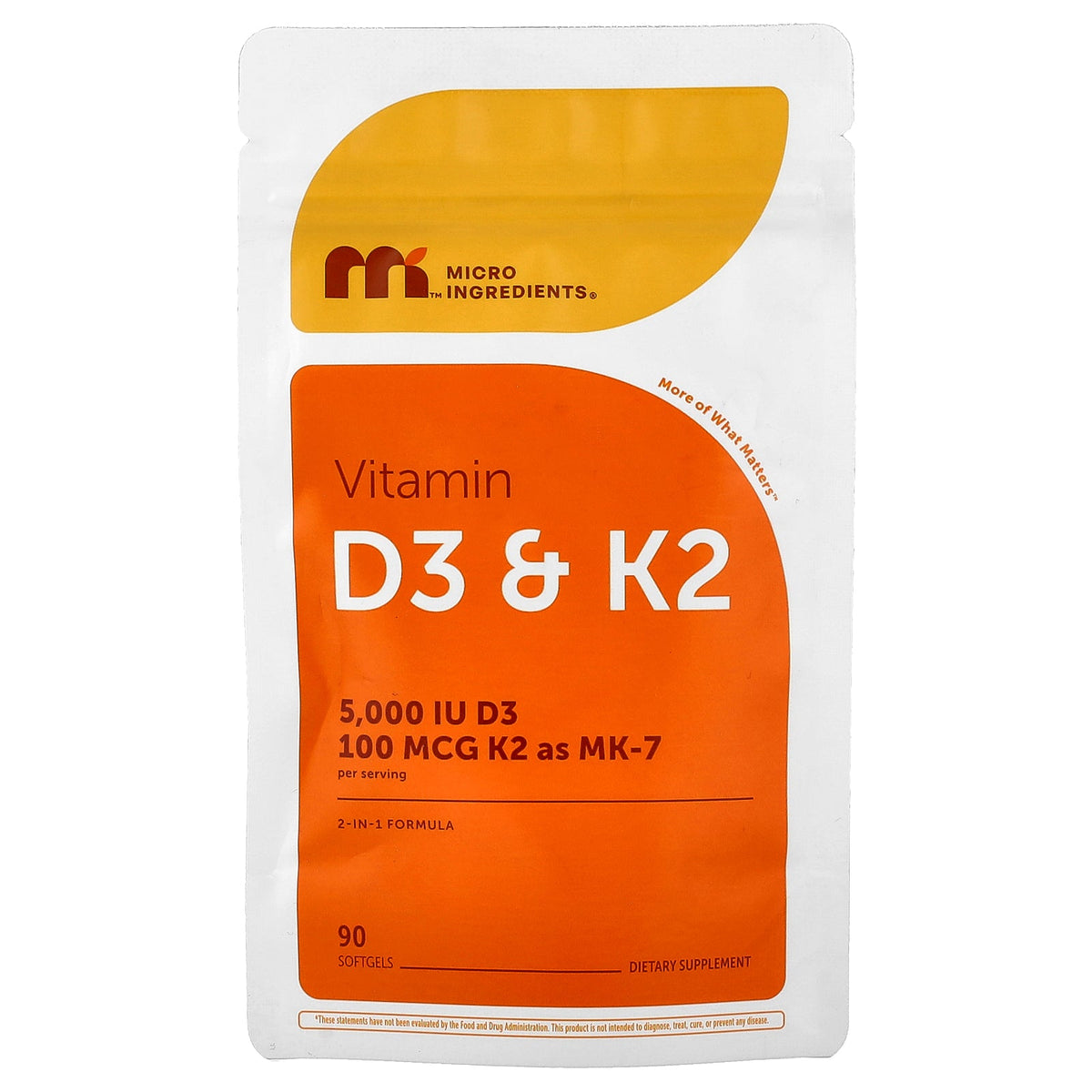 Micro Ingredients, Vitamin D3 & K2, 90 Softgels