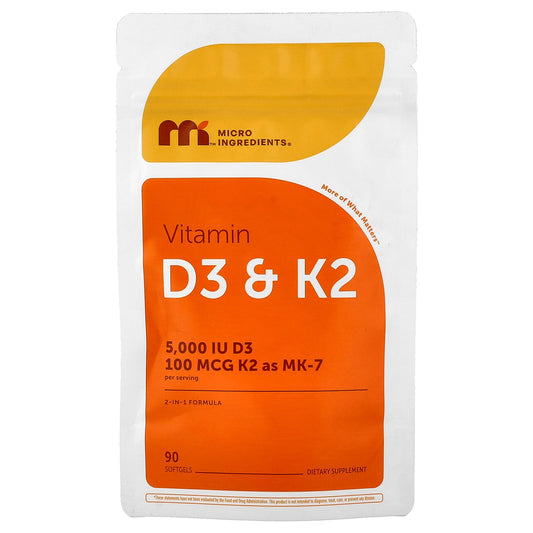Micro Ingredients, Vitamin D3 & K2, 90 Softgels