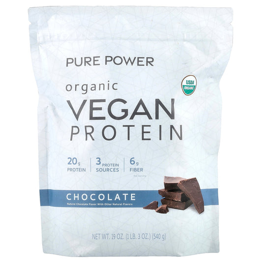 Dr. Mercola, Pure Power, Organic Vegan Protein, Chocolate, 1 lb 3 oz (540 g)