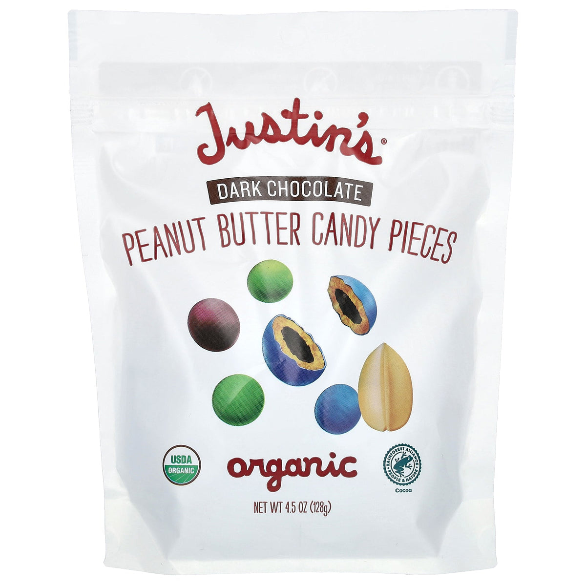 Justin's Nut Butter, Organic Peanut Butter Candy Pieces, Dark Chocolate, 4.5 oz (128 g)