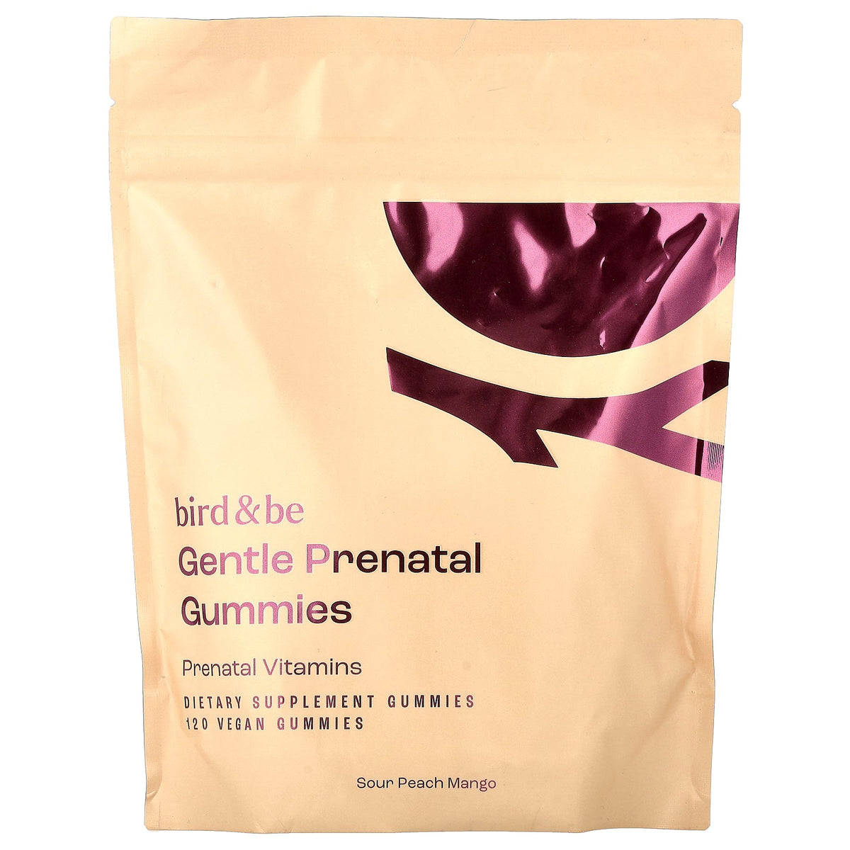 Bird&Be, Gentle Prenatal Gummies, Sour Peach Mango, 120 Vegan Gummies