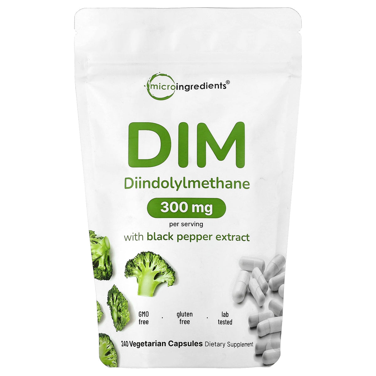 Micro Ingredients, DIM with Black Pepper Extract, 240 Vegetarian Capsules