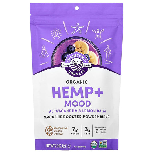 Manitoba Harvest, Organic Hemp + Mood, Smoothie Booster Powder Blend, 7.5 oz (213 g)