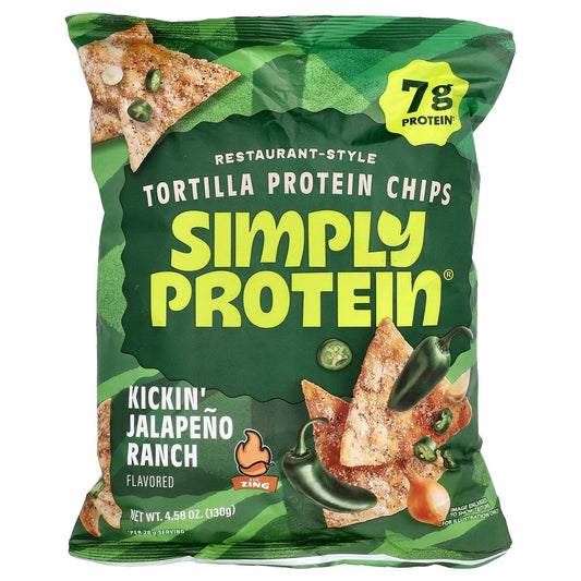 Simply Protein, Resturant-Style Tortilla Protein Chips, Kickin' Jalapeno Ranch, 4.58 oz (130 g)