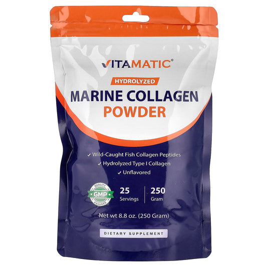 Vitamatic, Hydrolyzed Marine Collagen Powder, Unflavored, 8.8 oz (250 g)