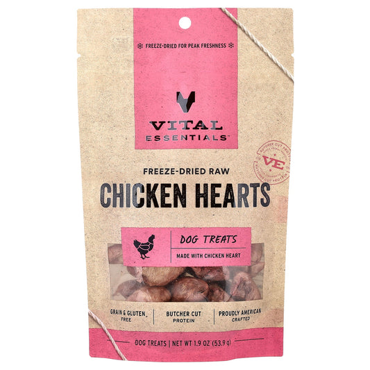 Vital Essentials, Freeze-Dried Raw Dog Treats, Chicken Hearts, 1.9 oz (53.9 g)