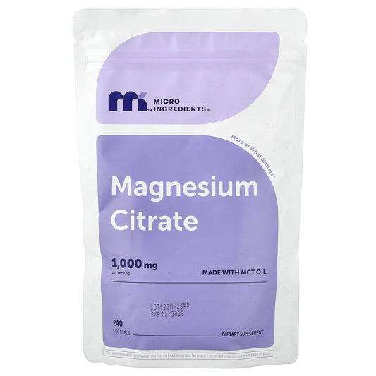 Micro Ingredients, Magnesium Citrate, 1,000 mg, 240 Softgels