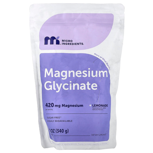 Micro Ingredients, Magnesium Glycinate Powder, Lemonade, 12 oz (340 g)