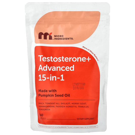Micro Ingredients, Testosterone+ Advanced 15-in-1, 240 Softgels