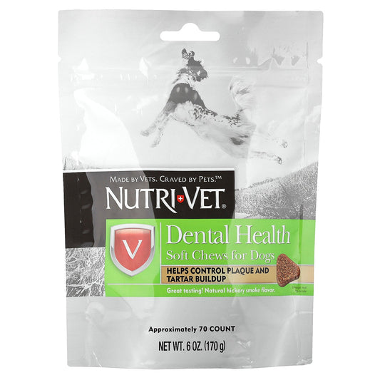 Nutri-Vet, Dental Health Soft Chews, For Dogs, Natural Hickory Smoke, 70 Count, 6 oz (170 g)