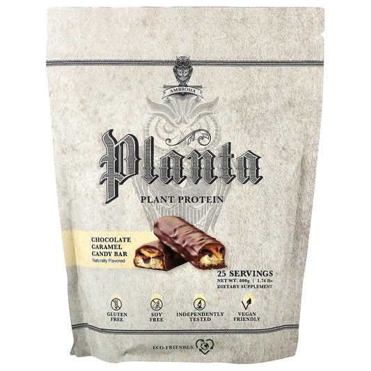 Ambrosia Collective, Planta, Plant Protein, Chocolate Caramel Candy Bar, 1.76 lbs (800 g)