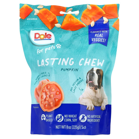 Dole for Pets, Lasting Chew, For Medium & Large Breeds, Pumpkin, 5 Chews, 8 oz (225 g)