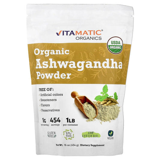 Vitamatic, Organic Ashwagandha Powder, 16 oz (454 g)