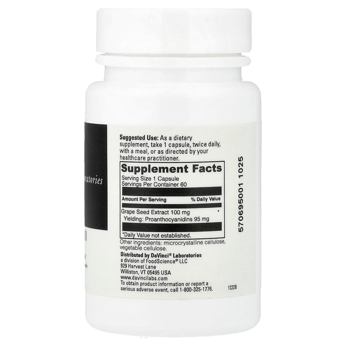 DaVinci Laboratories, Grape Seed-100, 100 mg, 60 Capsules