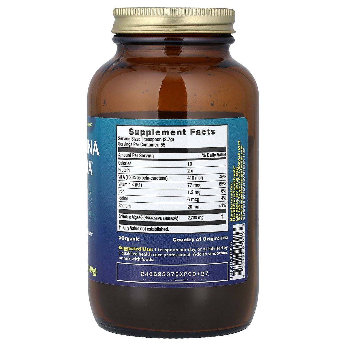 HealthForce Superfoods, Spirulina Manna™, 5.25 oz (149 g)
