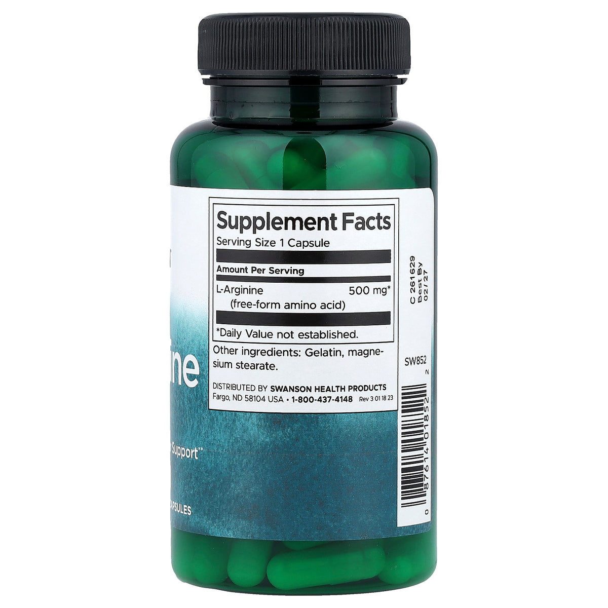 Swanson Vitamins, L-Arginine, 500 mg, 100 Capsules