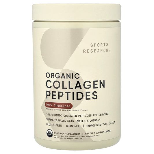 Sports Research, Organic Collagen Peptides, Dark Chocolate, 16.93 oz (480 g)