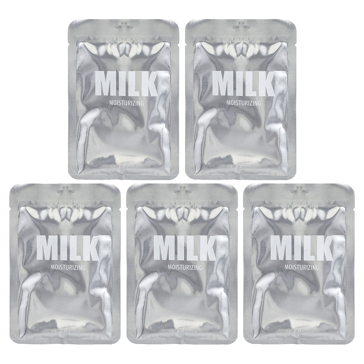 Lapcos, Moisturizing Sheet Beauty Mask Set, Milk , 5 Masks, 1.01 fl oz (30 ml) Each