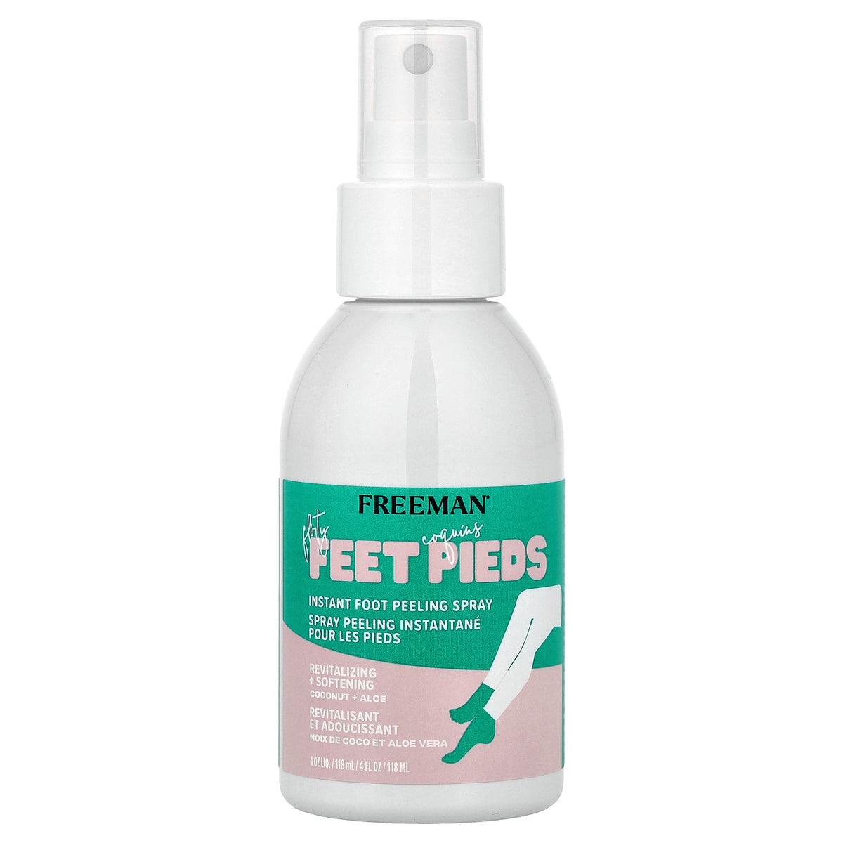 Freeman Beauty, Flirty Feet, Instant Foot Peeling Spray, Coconut + Aloe, 4 fl oz (118 ml)