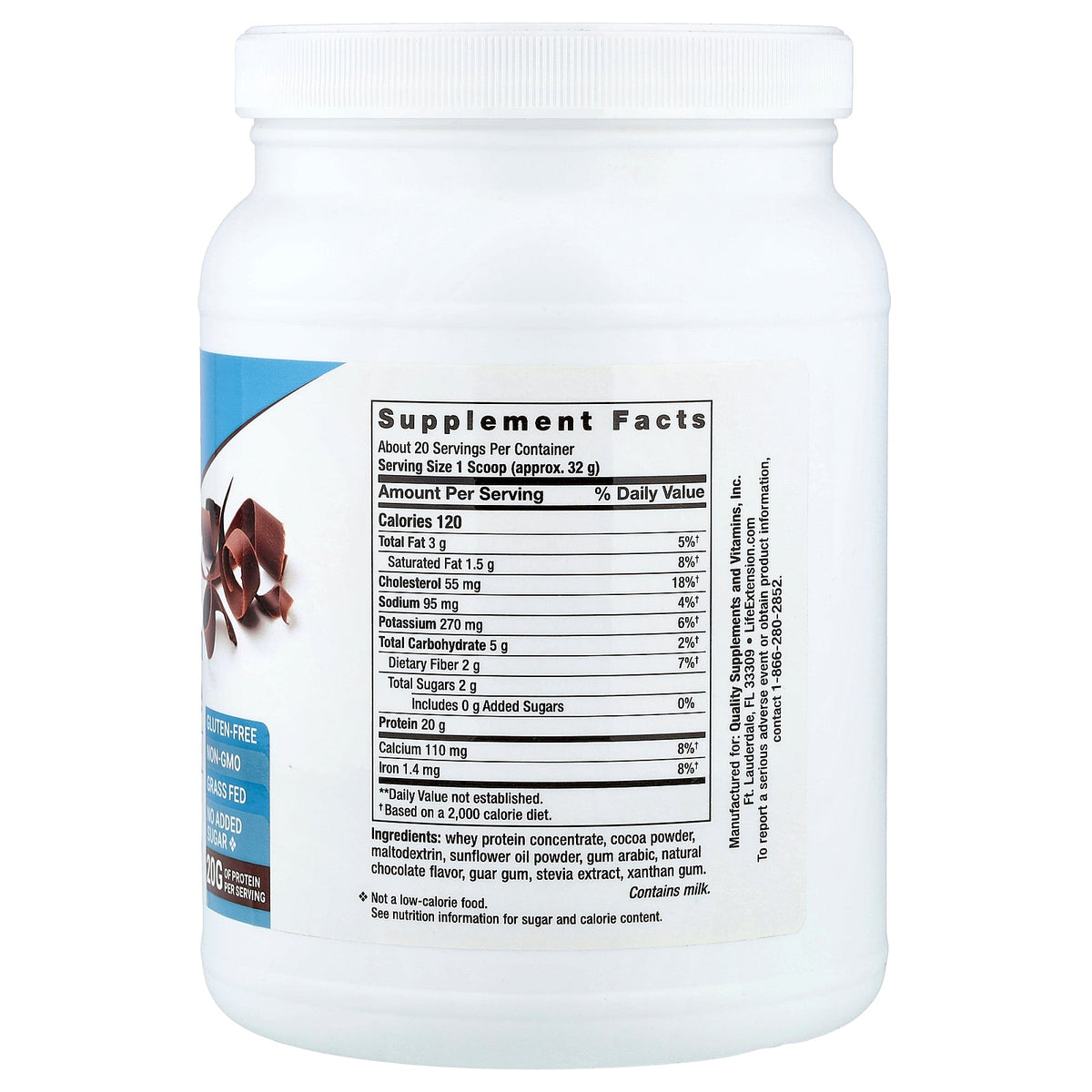 Life Extension, Wellness Code®, Whey Protein Concentrate, Chocolate, 1.41 lb (640 g)