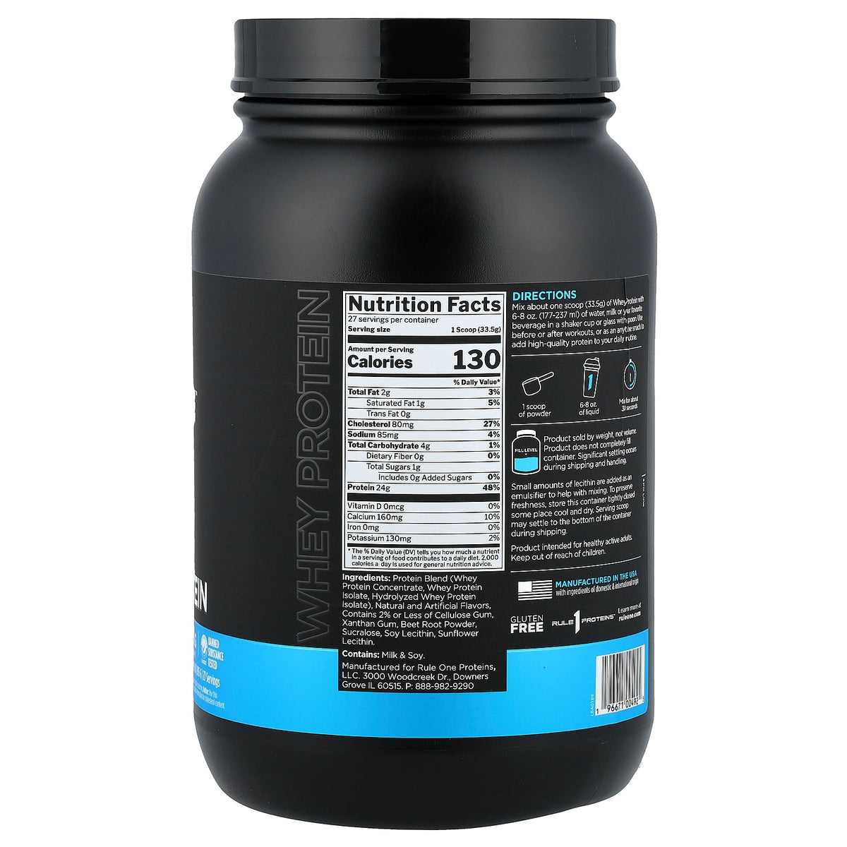 Rule One Proteins, Whey Protein, Strawberries & Creme, 1.99 lb (905 g)