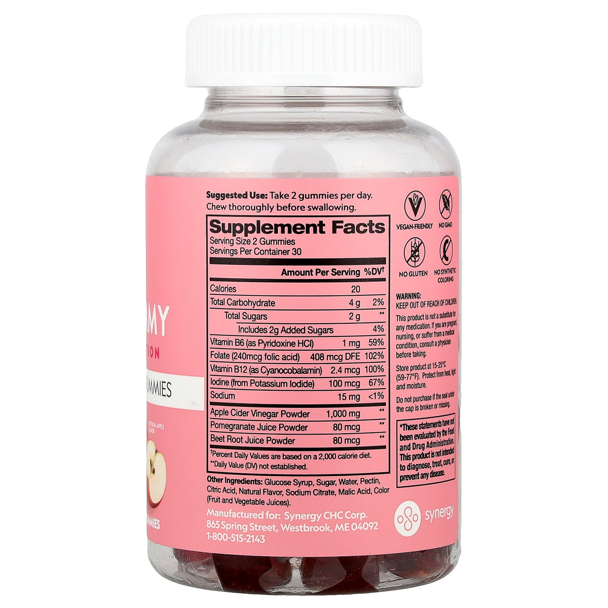 Flat Tummy, Apple Cider Vinegar Gummies, Natural Apple, 60 Gummies