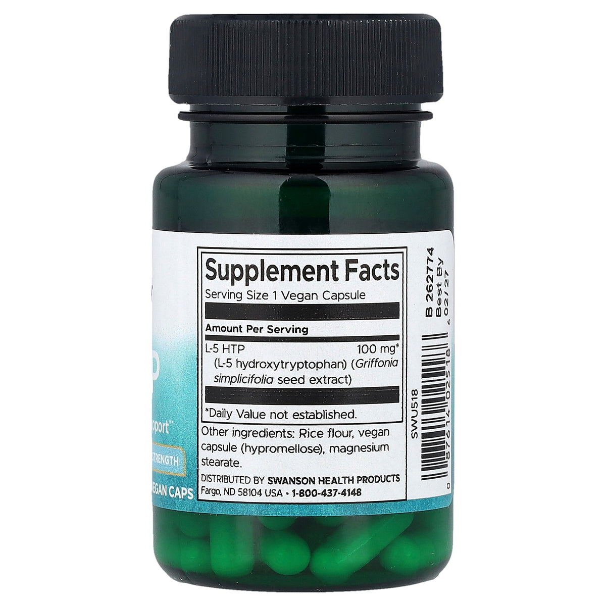 Swanson Vitamins, 5-HTP, 100 mg, 60 Vegan Caps