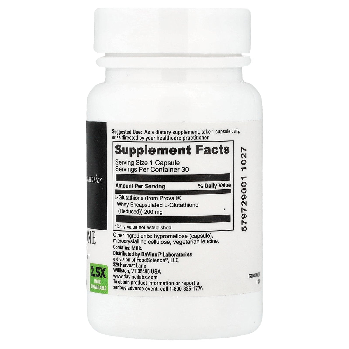 DaVinci Laboratories, Glutathione, 30 Capsules (200 mg per Capsule)