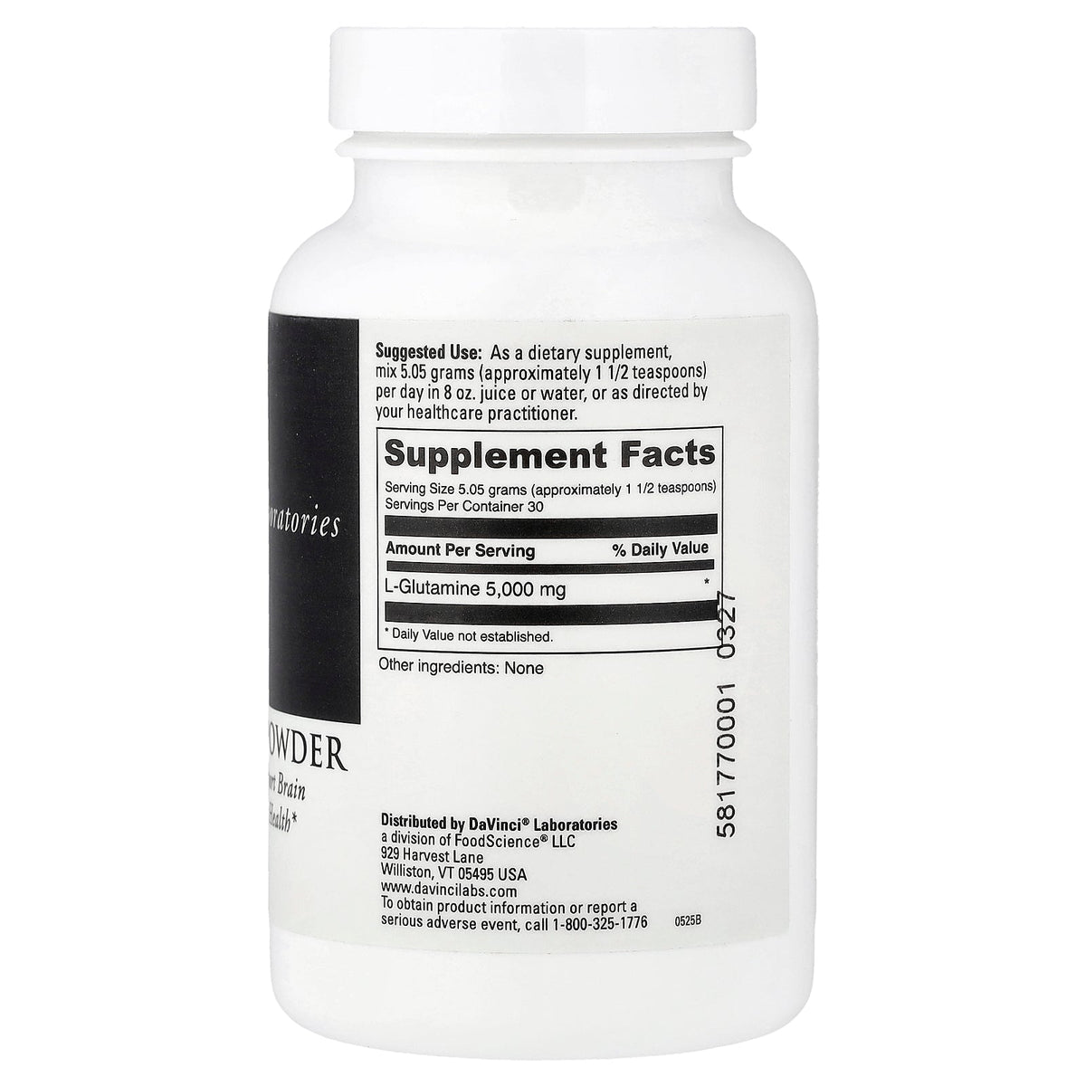 DaVinci Laboratories, L-Glutamine Powder, 5.34 oz (151.5 g)