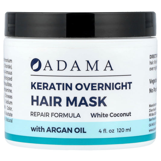 Zion Health, Adama, Keratin Overnight Hair Mask, White Coconut, 4 fl oz (120 ml)