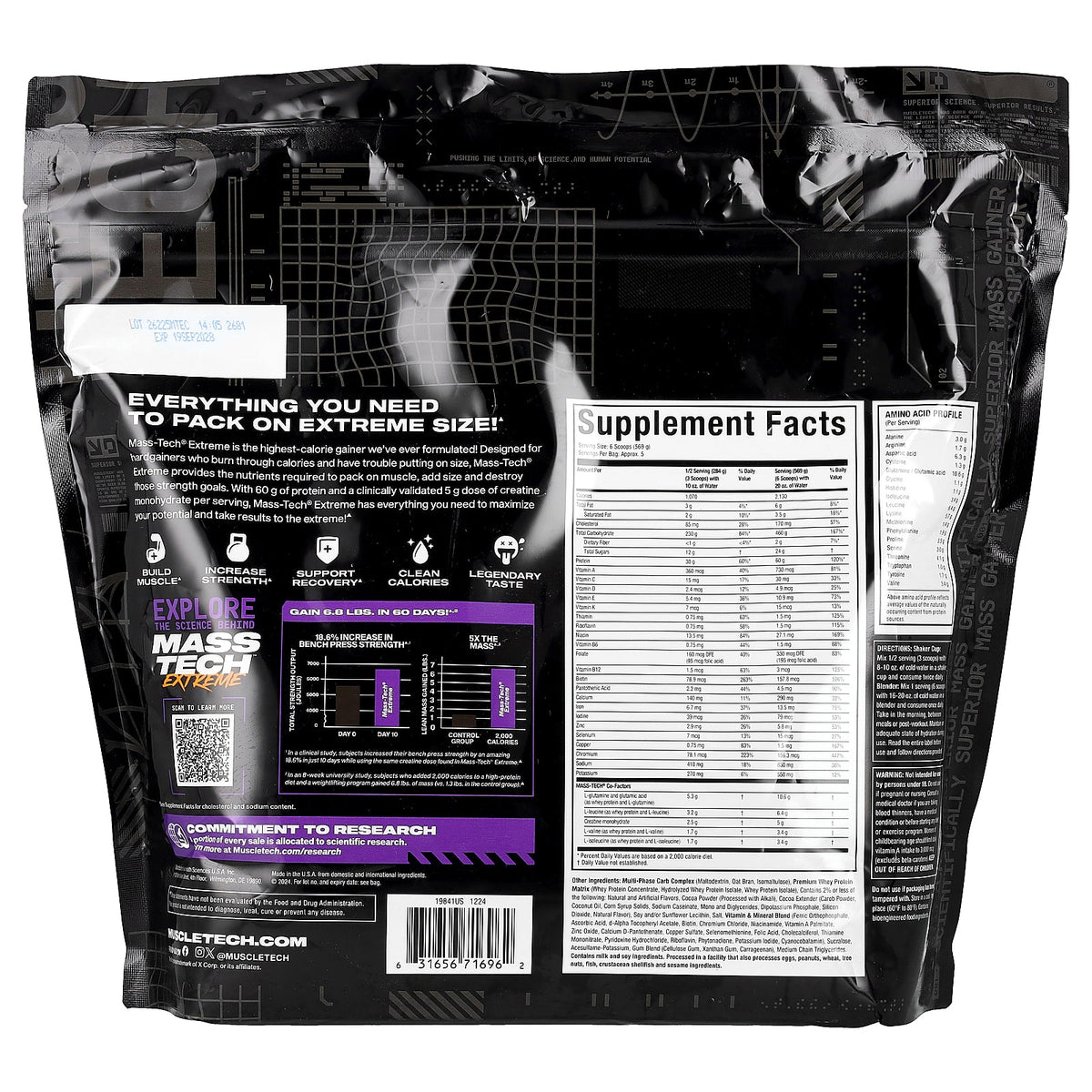 MuscleTech, Mass-Tech™ Extreme, Triple Chocolate Brownie, 6 lbs (2.72 kg)