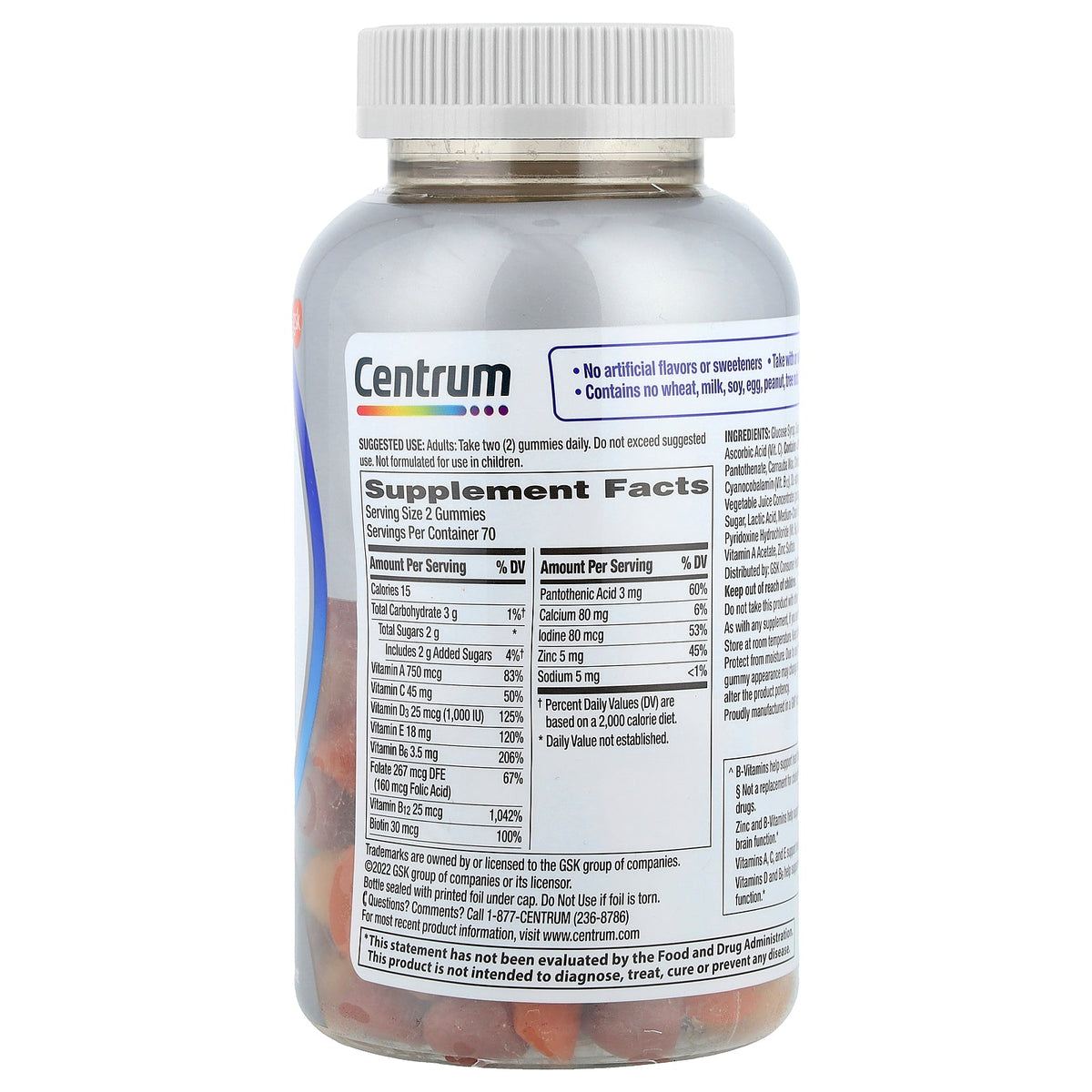 Centrum, Men 50+ Multigummies, Assorted Natural Fruit, 140 Gummies