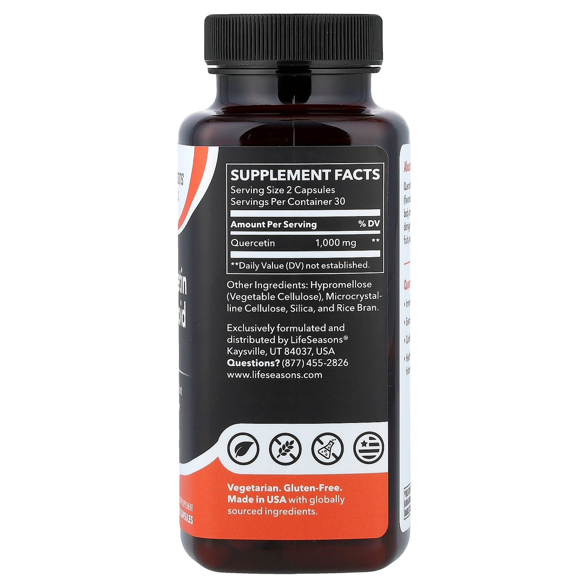 LifeSeasons, Quercetin Flavonoid, 60 Veg Capsules (500 mg per Capsule)