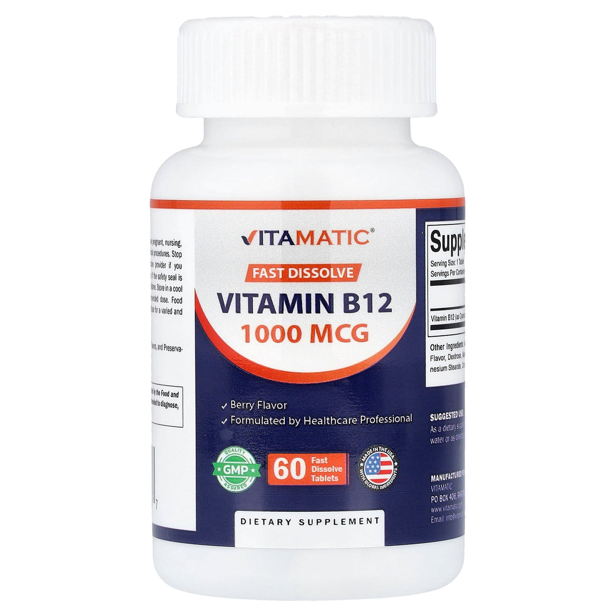 Vitamatic, Vitamin B12, Berry, 1,000 mg, 60 Fast Dissolve Tablets